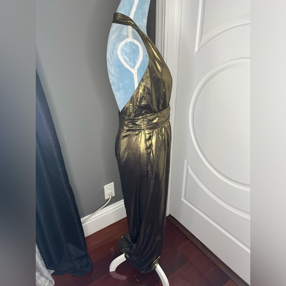 NWT Rachel Zoe Renee Metallic Halter Jumpsuit - Picture 5 of 8